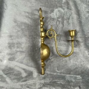 Wall Sconce Brass Hanging Candle Holder Heavy Colonial Style Cottagecore MCM